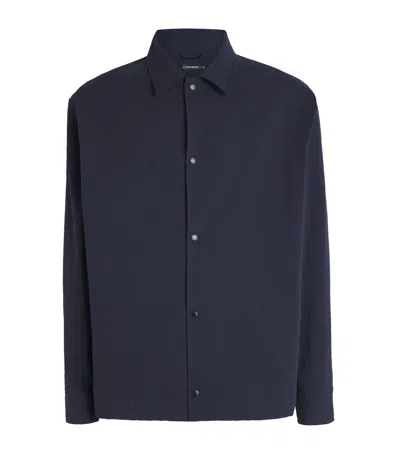 J. Lindeberg Seersucker Celian Overshirt In Navy
