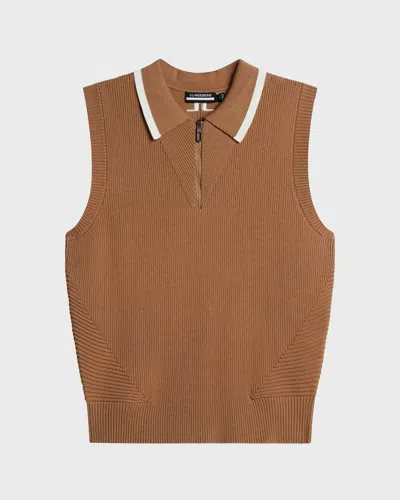 J. Lindeberg J Lindeberg Shirt Ramona Knitted Polo Shirt In Brown