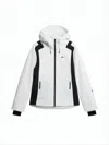 J. Lindeberg Sleek White Jacket With Contrasting Black Panels And Adjustable Hood In White