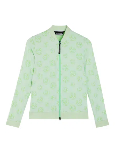 J. Lindeberg Spots Jacquard Mid Layer In Mint In White