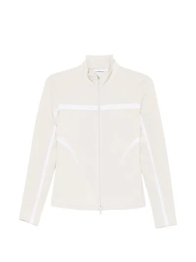 J. Lindeberg Striped Zip Knitwear In Gray