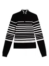 J. Lindeberg Striped Zip-up Sweater In Black