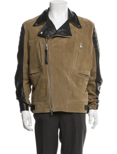 Pre-owned J. Lindeberg Suede Moto Jacket In Brown