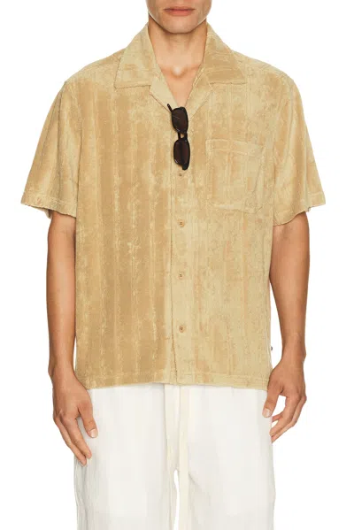 J. Lindeberg Ted Stripe Terry Shirt In Kelp
