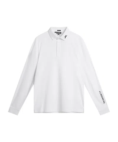 J. Lindeberg Tour Tech Long-sleeve Polo Shirt In White