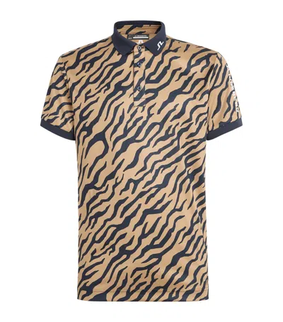 J. Lindeberg Tour Tech Print Polo Shirt In Brown