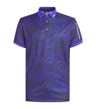 J. Lindeberg Tour Tech Print Polo Shirt In Burgundy