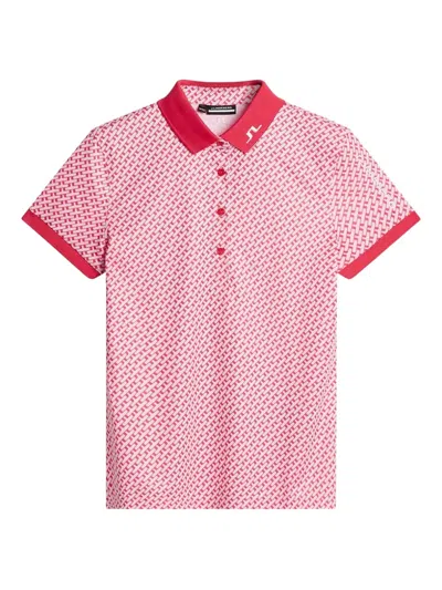 J. Lindeberg Tour Tech Print Polo Top In Pink