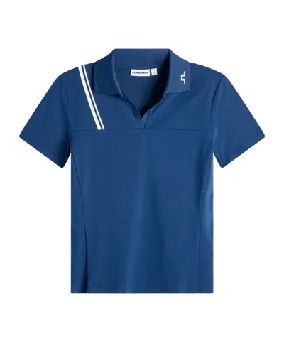 J. Lindeberg V-neck Polo Shirt In Blue