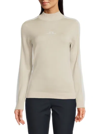 J. Lindeberg Women's Adia Contrast Panel Knitted Sweater In Silver