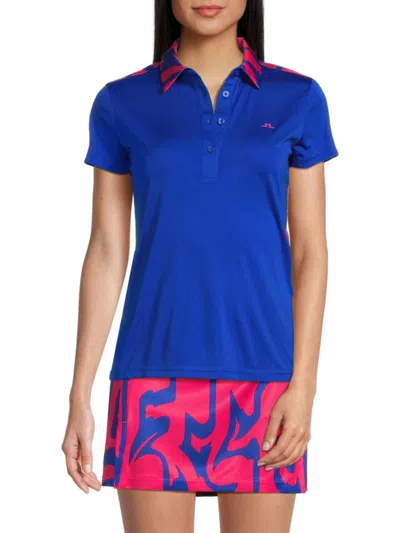 J. Lindeberg Women's Cara Monogram Polo In Blue