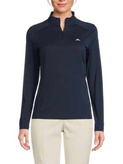 J. Lindeberg Women's Cindy Stand Collar Top In Blue