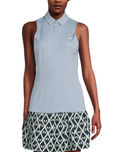 J. Lindeberg Women's Dena Sleeveless Polo Top In Blue