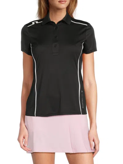 J. Lindeberg Women's Leyla Contrast-piped Technical Jersey Polo Shirt