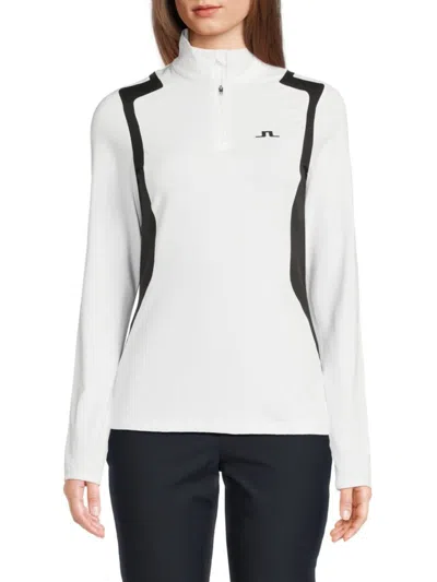 J. Lindeberg Women's Mae Quarter Zip Pullover Jacket In White