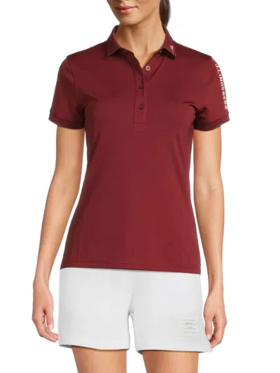 J. Lindeberg Women's Tour Tech Logo Polo Shirt In Burgundy