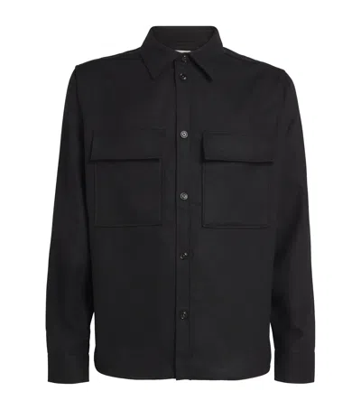 J. Lindeberg Wool-blend Overshirt In Black