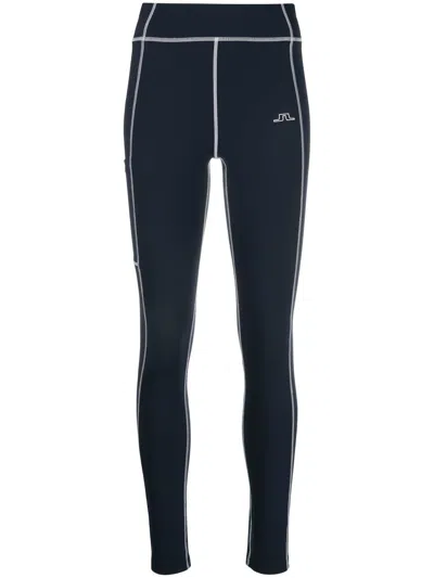 J. Lindeberg Zena Contrast-stitch Leggings In 蓝色