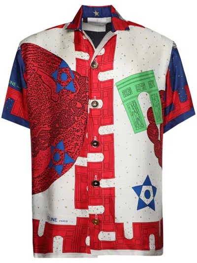 J. Logan Home Joachim Silk Short-sleeved Shirt In Red