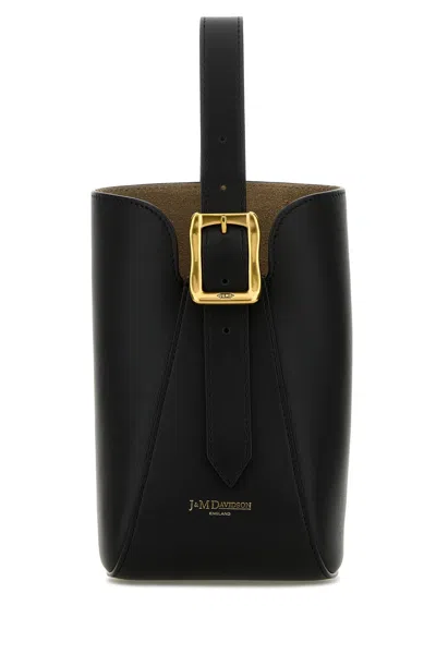 J & M Davidson Black Leather Quiver Nano Bucket Bag
