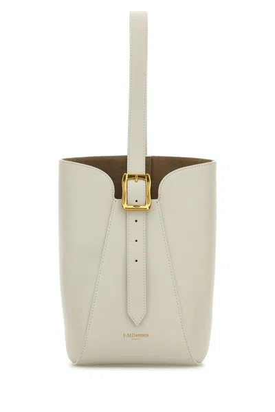 J & M Davidson Ivory Leather Quiver Nano Bucket Bag In White