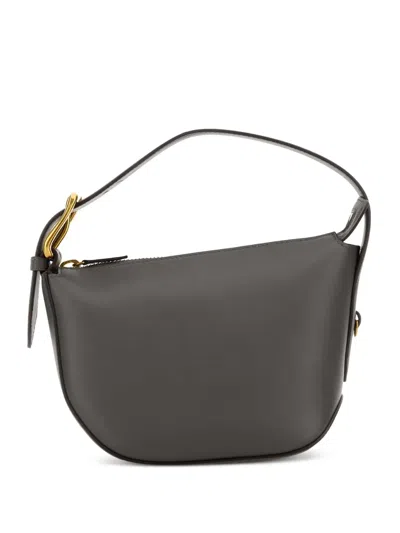 J & M Davidson Slate Leather Zip Quiver Handbag In Grey