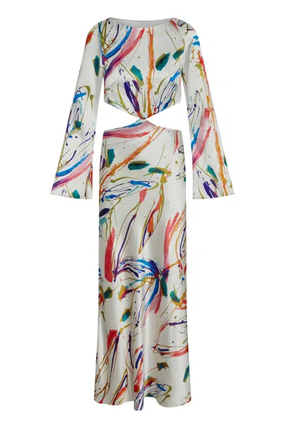 J Marie Women's Downtown Long Sleeve Maxi Dress In Multi