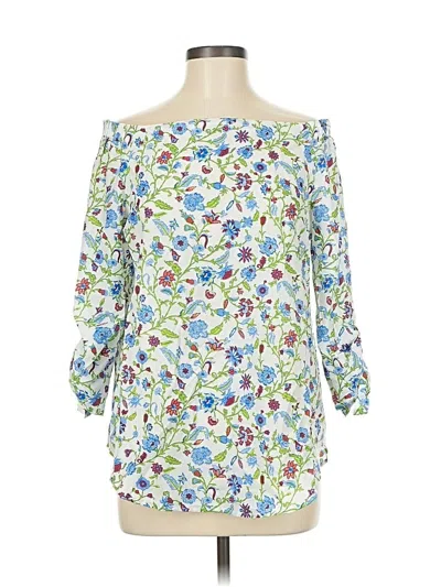 Pre-owned J. Mclaughlin 3/4 Sleeve Blouse In Blue