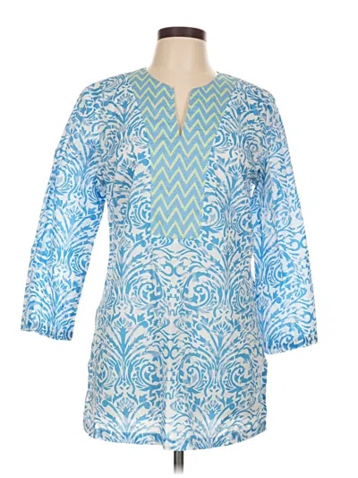 Pre-owned J. Mclaughlin 3/4 Sleeve Blouse In Blue