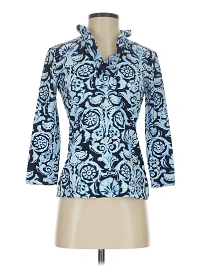 Pre-owned J. Mclaughlin 3/4 Sleeve Blouse In Blue