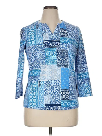 Pre-owned J. Mclaughlin 3/4 Sleeve Blouse In Blue