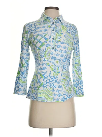 Pre-owned J. Mclaughlin 3/4 Sleeve Blouse In Blue