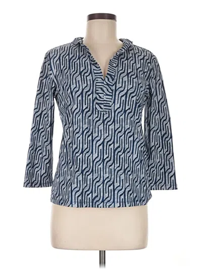 Pre-owned J. Mclaughlin 3/4 Sleeve Blouse In Blue
