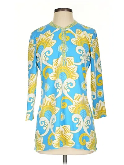 Pre-owned J. Mclaughlin 3/4 Sleeve Blouse In Blue