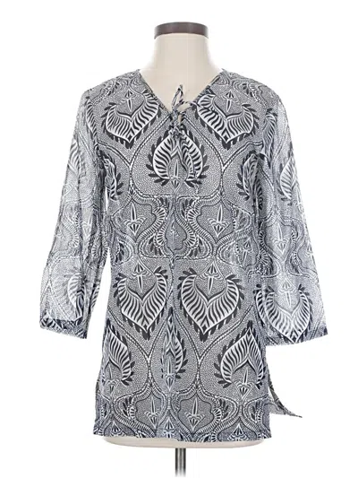 Pre-owned J. Mclaughlin 3/4 Sleeve Blouse In Silver