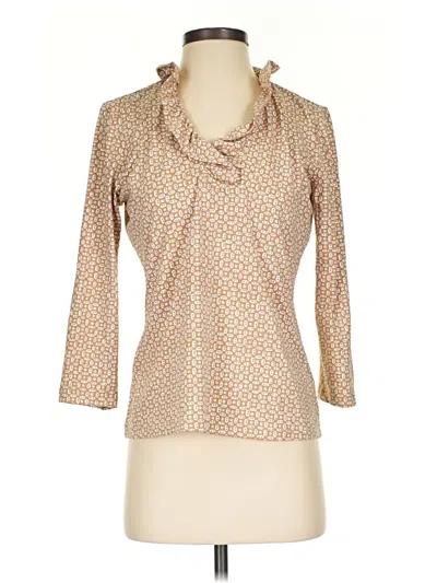 Pre-owned J. Mclaughlin 3/4 Sleeve Blouse In Tan