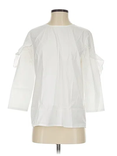 Pre-owned J. Mclaughlin 3/4 Sleeve Blouse In White