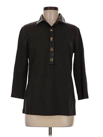 Pre-owned J. Mclaughlin 3/4 Sleeve Button Down Shirt In Black