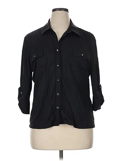 Pre-owned J. Mclaughlin 3/4 Sleeve Button Down Shirt In Black