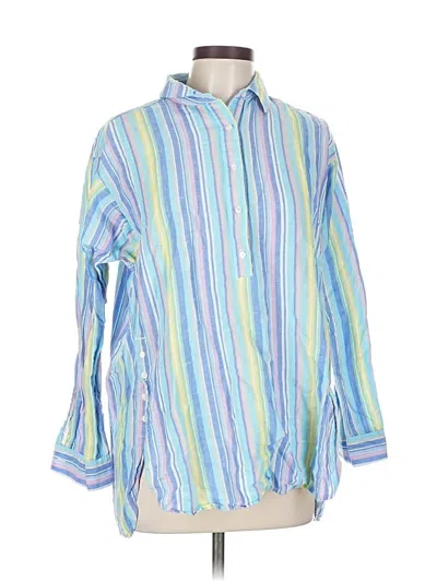 Pre-owned J. Mclaughlin 3/4 Sleeve Button Down Shirt In Blue