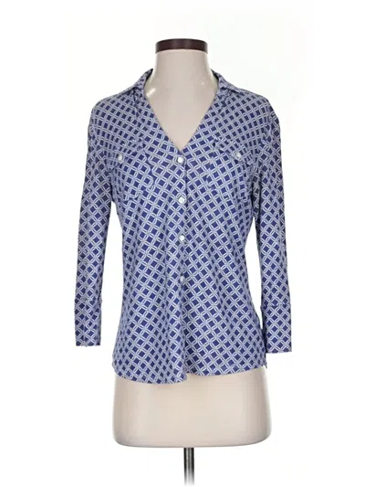 Pre-owned J. Mclaughlin 3/4 Sleeve Button Down Shirt In Blue
