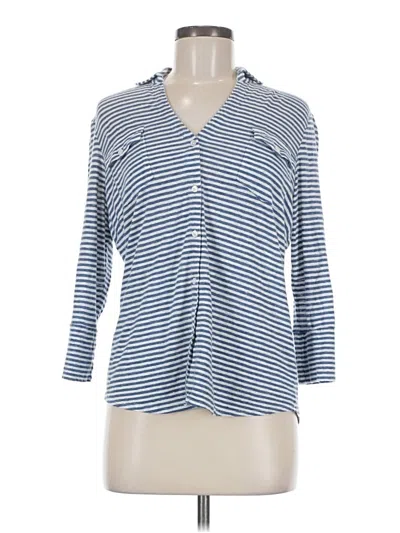 Pre-owned J. Mclaughlin 3/4 Sleeve Button Down Shirt In Blue