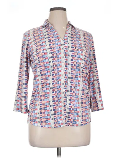 Pre-owned J. Mclaughlin 3/4 Sleeve Button Down Shirt In Blue