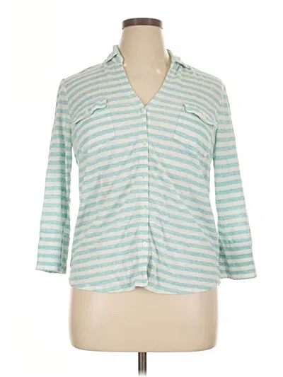 Pre-owned J. Mclaughlin 3/4 Sleeve Button Down Shirt In Blue