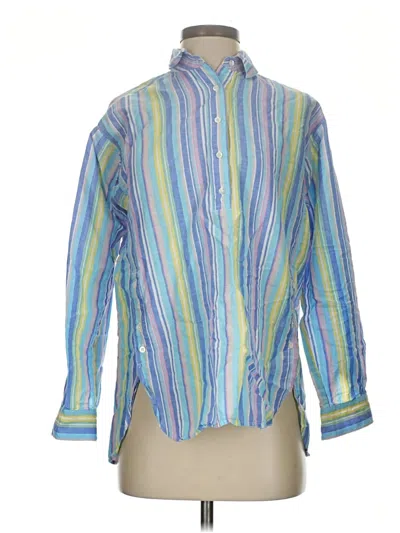 Pre-owned J. Mclaughlin 3/4 Sleeve Button Down Shirt In Blue