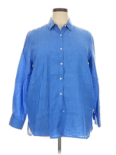 Pre-owned J. Mclaughlin 3/4 Sleeve Button Down Shirt In Blue