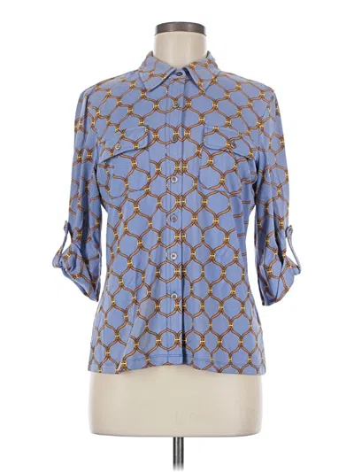 Pre-owned J. Mclaughlin 3/4 Sleeve Button Down Shirt In Blue