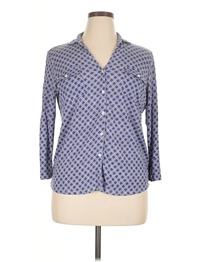 Pre-owned J. Mclaughlin 3/4 Sleeve Button Down Shirt In Blue