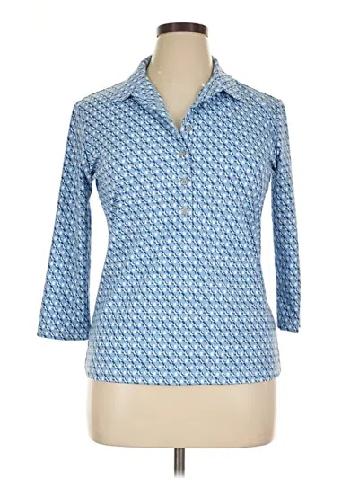 Pre-owned J. Mclaughlin 3/4 Sleeve Button Down Shirt In Blue