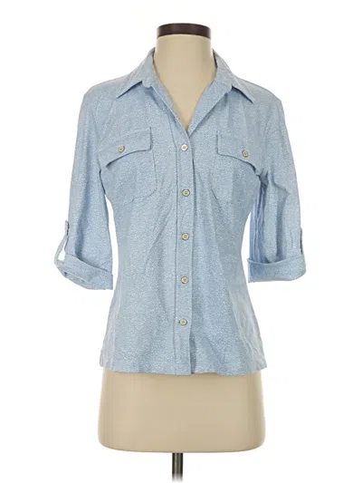 Pre-owned J. Mclaughlin 3/4 Sleeve Button Down Shirt In Blue